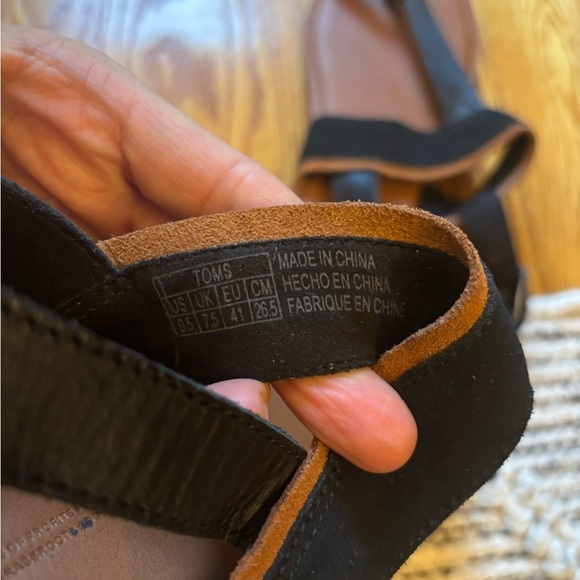 Toms Women’s Bree T-Strap Sandals - Flat- Black and Brown Leather and Suede - Picture 4 of 6